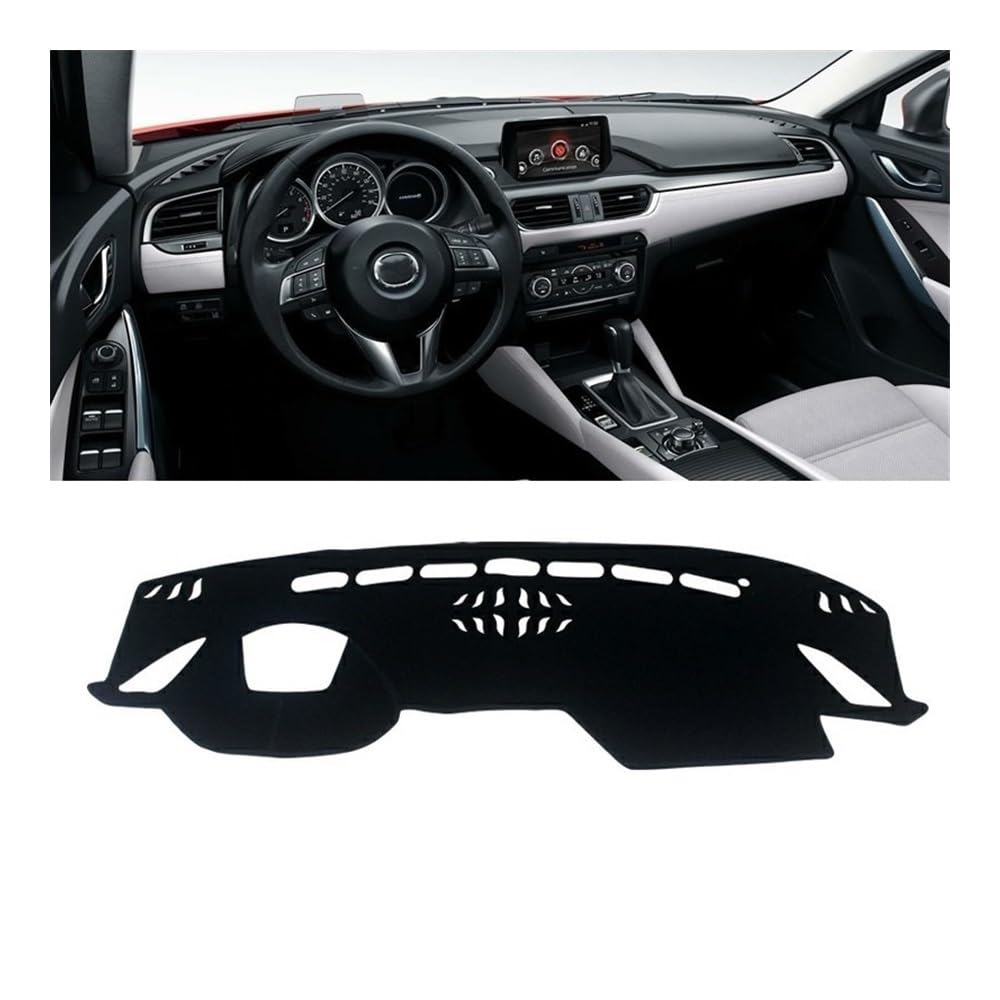 Armaturenbrett-Pad Auto-Armaturenbrett-Sonnenschutz-Abdeckung Rutschfeste Matte Instrumententafel Teppichschutz Für Maz&da 6 Atenza GJ 2016 2017(A LHD Black Side) von QGBUSQ