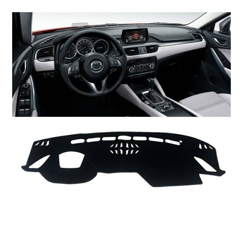 Armaturenbrett-Pad Auto-Armaturenbrett-Sonnenschutz-Abdeckung Rutschfeste Matte Instrumententafel Teppichschutz Für Maz&da 6 Atenza GJ 2016 2017(A LHD Black Side) von QGBUSQ