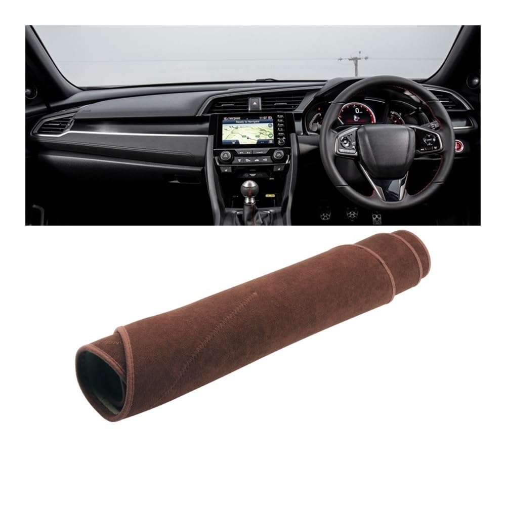 Armaturenbrett-Pad Auto Dashboard Abdeckung Dash Matte Sonnenschutz Nicht-slip Pad Für Hon┐da Für Civic X 10th 2016 2017 2018 2019 2020 FC FK(B RHD Brown) von QGBUSQ