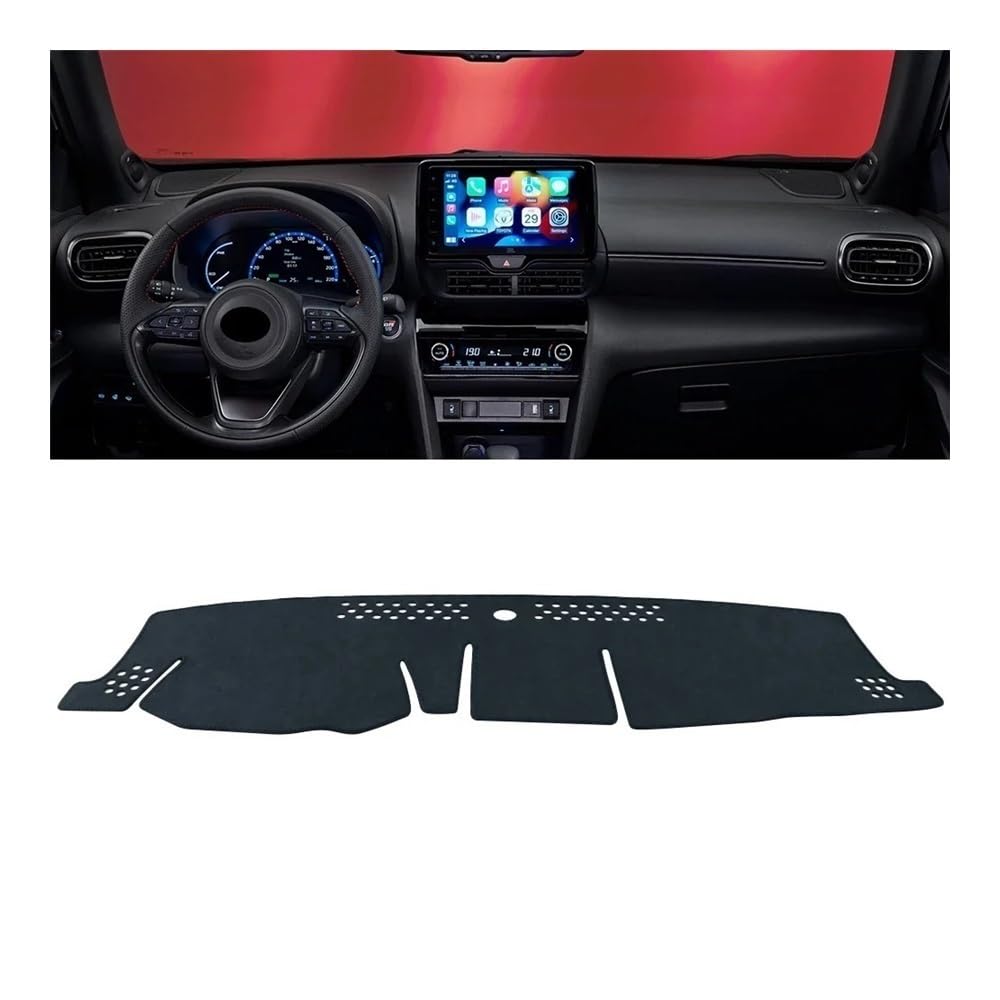 Armaturenbrett-Pad Auto Dashboard Abdeckung Dash Matte Sonnenschutz Nicht-slip Pad Für Toy&ota Für Yaris Kreuz XP210 2020 2021 2022 2023 2024(LHD Black) von QGBUSQ