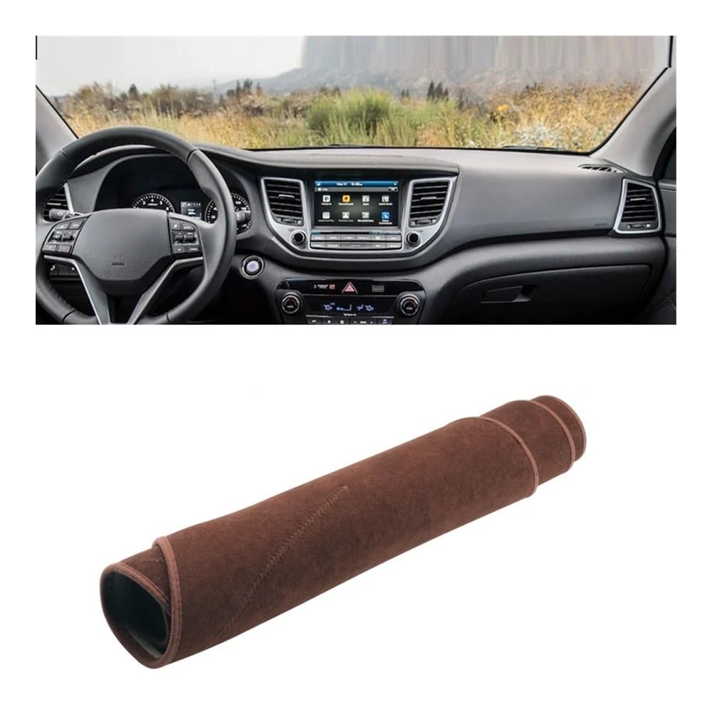 Armaturenbrett-Pad Auto Dashboard Abdeckung Dash Matte Sonnenschutz Non-slip Pad Für Hyun&dai Für Tucson TL 2015 2016 2017 2018 2019 2020(B 15-18 Brown LHD) von QGBUSQ