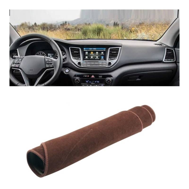 Armaturenbrett-Pad Auto Dashboard Abdeckung Dash Matte Sonnenschutz Non-slip Pad Für Hyun&dai Für Tucson TL 2015 2016 2017 2018 2019 2020(B 15-18 Brown LHD) von QGBUSQ