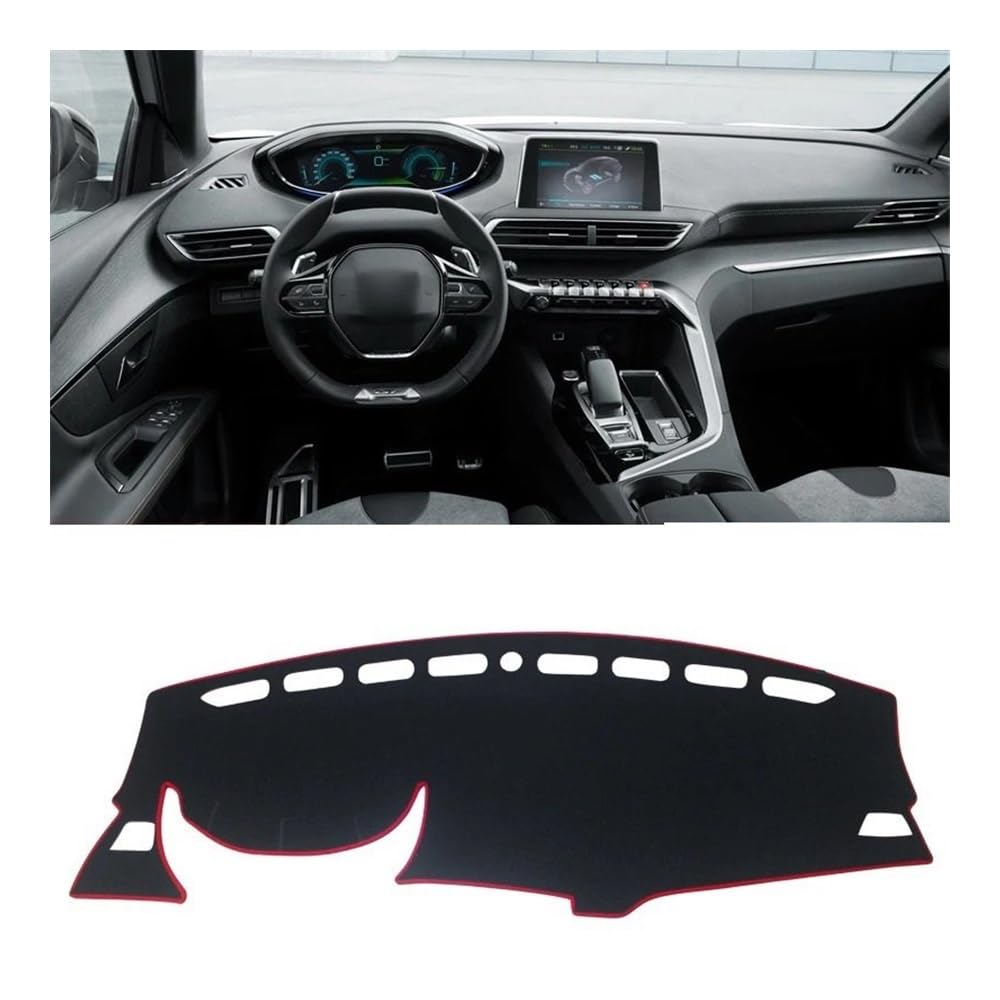 Armaturenbrett-Pad Auto Dashboard Abdeckung Dash Matte Sonnenschutz Pad Für Peuge&ot 3008 5008 GT Hybrid 2016 2017 2018 2019 2020 2021 2022 2023(A Red Side LHD) von QGBUSQ