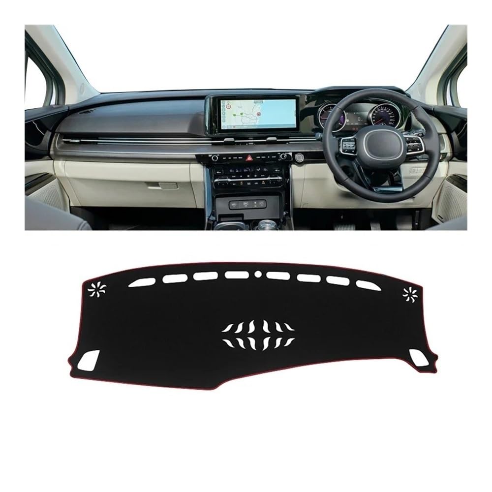 Armaturenbrett-Pad Auto Dashboard Abdeckung Dash Matte Sonnenschutz Vermeiden Licht Nicht-slip Pad Für Kia Für Karneval KA4 2020 2021 2022 2023 2024(A Red side RHD) von QGBUSQ