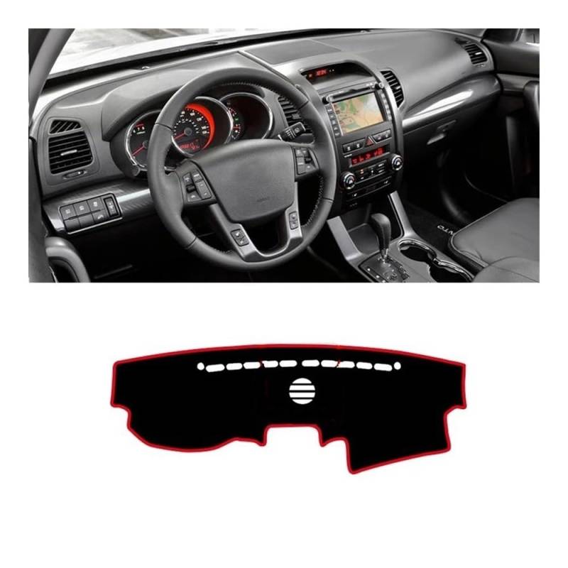 Armaturenbrett-Pad Auto Dashboard Abdeckung Dash Matte Sonnenschutz Vermeiden Licht Nicht-slip Pad Innen Für Kia Für Sorento 2 XM 2009 2010 2011 2012(LHD Audio Red) von QGBUSQ