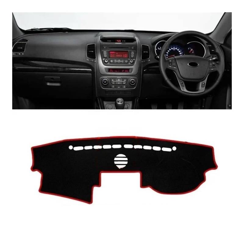 Armaturenbrett-Pad Auto Dashboard Abdeckung Dash Matte Sonnenschutz Vermeiden Licht Nicht-slip Pad Innen Für Kia Für Sorento 2 XM 2013 2014(A RHD Audio Red) von QGBUSQ