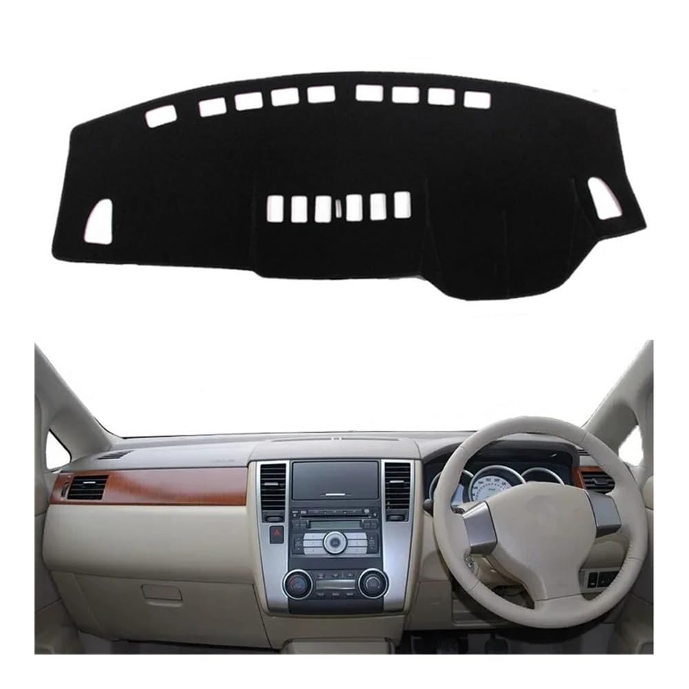 Armaturenbrett-Pad Auto Dashboard Abdeckung Dashmat Matte Pad Sonnenschutz Instrument Teppich Für N&issan Für Versa Tiida C11 2007 2008 2009 2010 2011(Right Hand Drive,Black Edge) von QGBUSQ