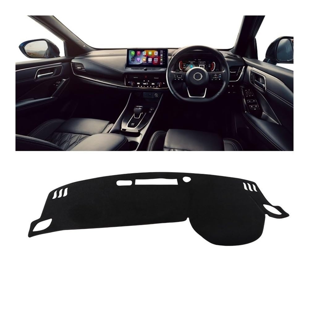 Armaturenbrett-Pad Auto Dashboard Abdeckung Instrument Panel Teppiche Sonnenschutz Matten Vermeiden Licht Anti-Slip Pad Für N&issan Für Qashqai J12 2021 2022 2023 2024(A RHD Black Side) von QGBUSQ