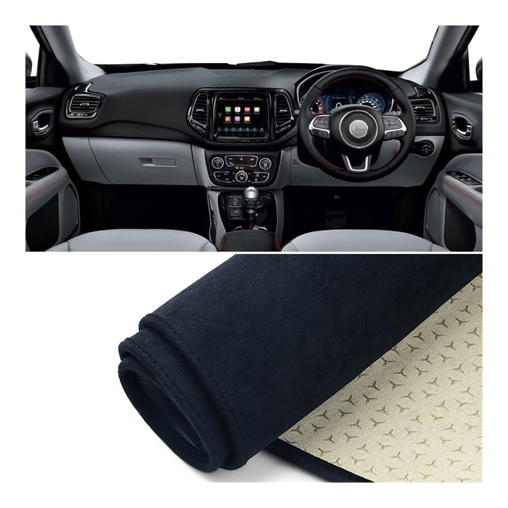 Armaturenbrett-Pad Auto Dashboard Abdeckung Matte Dash Board Sonnenschutz Non-Slip Pad Schutz Teppiche Für J&eep Für Kompass 2017 2018 2019 2020(B Black RHD) von QGBUSQ
