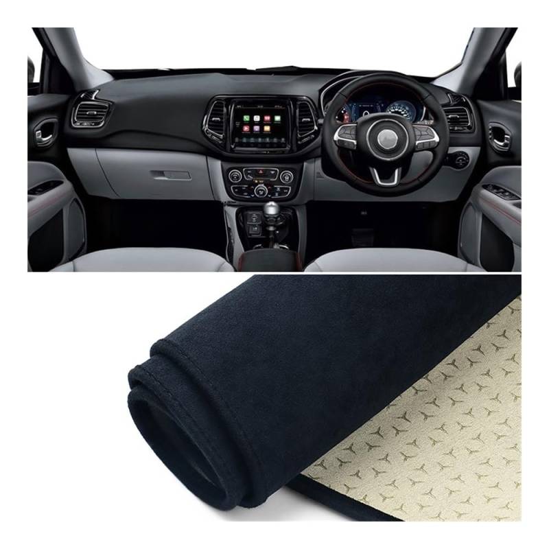 Armaturenbrett-Pad Auto Dashboard Abdeckung Matte Dash Board Sonnenschutz Non-Slip Pad Schutz Teppiche Für J&eep Für Kompass 2017 2018 2019 2020(B Black RHD) von QGBUSQ
