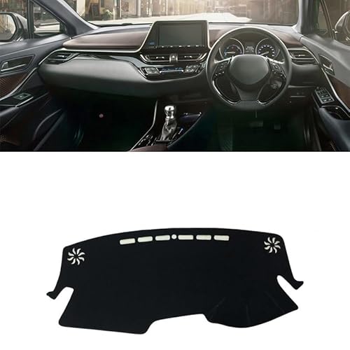Armaturenbrett-Pad Auto Dashboard Abdeckung Matte Dash Board Sonnenschutz Pad Für Toy&ota Für C HR Für CHR 2016 2017 2018 2019 2020 2021 2022 2023(RHD Black Side) von QGBUSQ