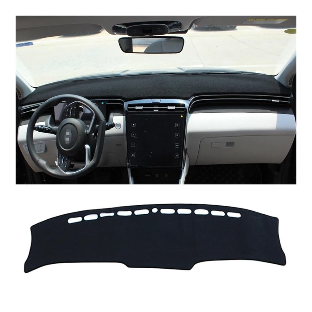 Armaturenbrett-Pad Auto Dashboard Abdeckung Matte Dash Board Sonnenschutz Pad Teppiche Pad Innen Für Hyun&dai Für Tucson NX4 2021 2022 2023(Black Side) von QGBUSQ