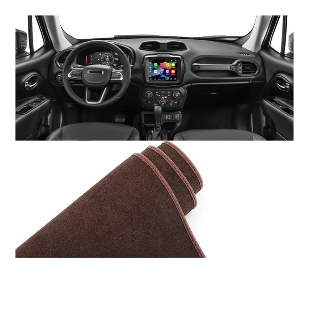 Armaturenbrett-Pad Auto Dashboard Abdeckung Matte Instrument Panel Teppiche Für J&eep Für Renegade BU 2015 2016 2017 2018 2019 2020 2021 2022 2023(B Brown) von QGBUSQ