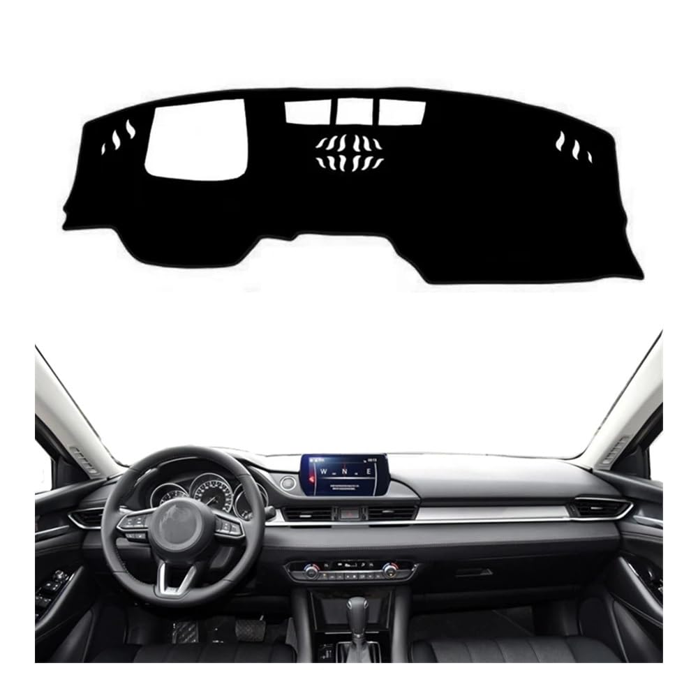 Armaturenbrett-Pad Auto Dashboard Abdeckung Matte Kissen Dash Sonnenschutzdach Teppich Für Maz&da 6 GJ GL Atenza 2018 2019 2020 2021 2022 2023(With HUD LHD,Black Edge) von QGBUSQ