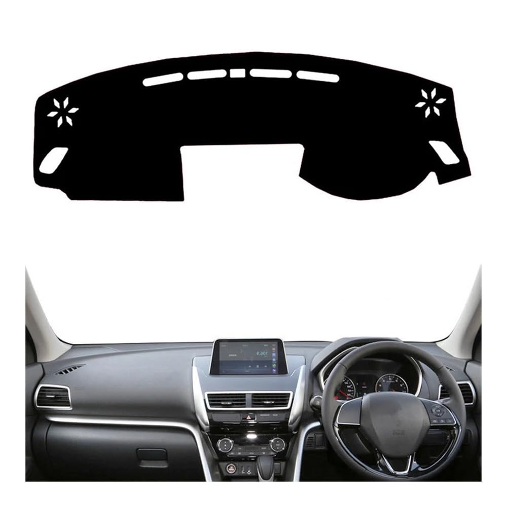 Armaturenbrett-Pad Auto Dashboard Abdeckung Matte Pad Dash Schützen Teppich Auto Für Mitsub&ishi Für Eclipse Kreuz 2017 2018 2019 2020 2021 2022 2023(RHD Without HUD,Black Edge) von QGBUSQ