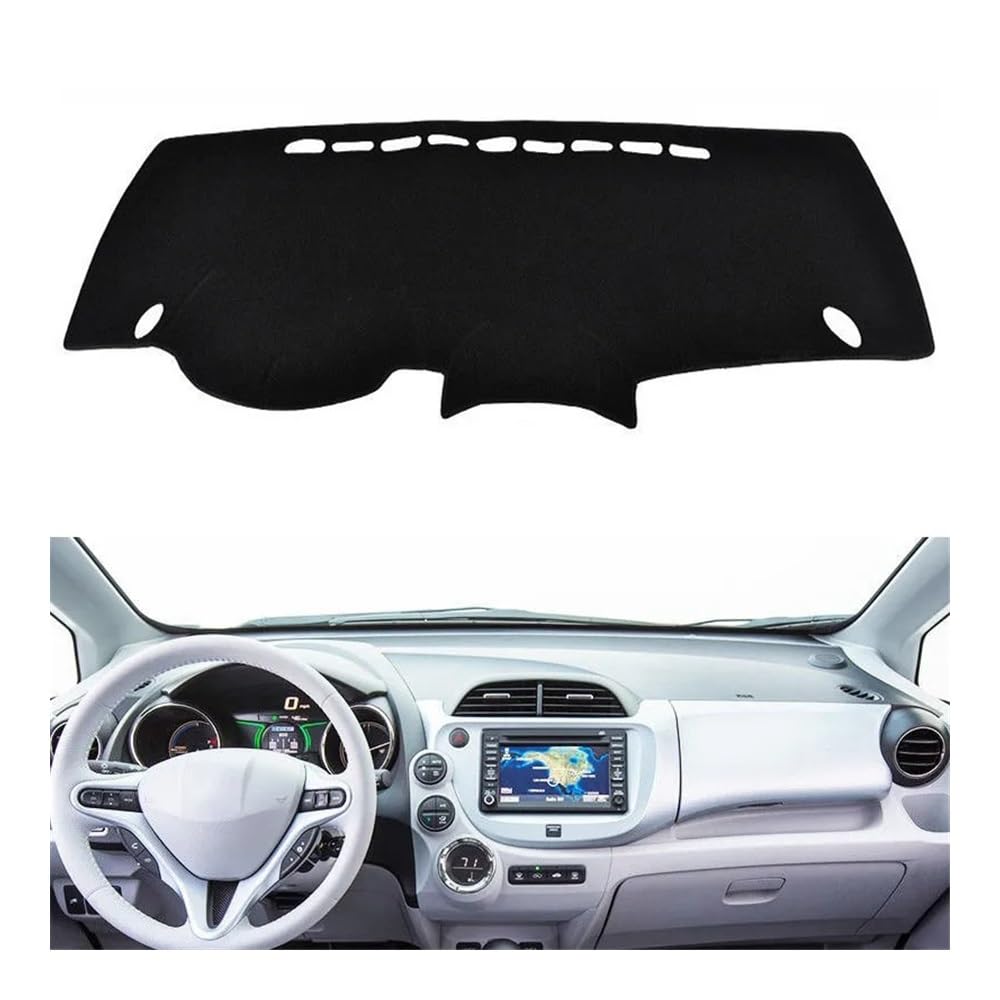 Armaturenbrett-Pad Auto Dashboard Abdeckung Matte Pad Dashmat Sonnenblende Dash Board Kissen Teppich Für Hon┐da Für Fit Jazz 2009 2010 2011 2012 2013(Left Hand Drive,Black Edge) von QGBUSQ