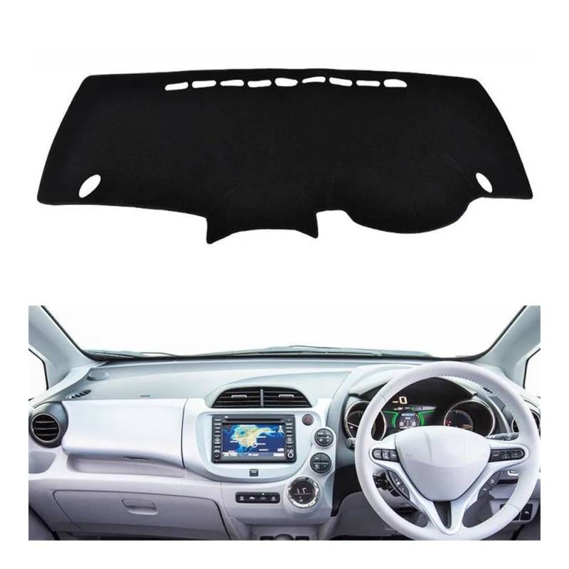 Armaturenbrett-Pad Auto Dashboard Abdeckung Matte Pad Dashmat Sonnenblende Dash Board Kissen Teppich Für Hon┐da Für Fit Jazz 2009 2010 2011 2012 2013(Right Hand Drive,Black Edge) von QGBUSQ