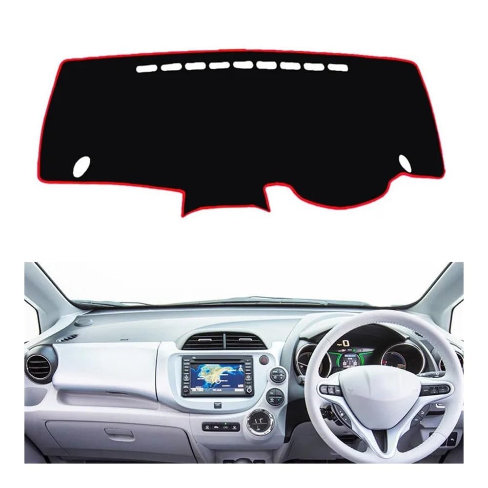 Armaturenbrett-Pad Auto Dashboard Abdeckung Matte Pad Dashmat Sonnenblende Dash Board Kissen Teppich Für Hon┐da Für Fit Jazz 2009 2010 2011 2012 2013(Right Hand Drive,Red Edge) von QGBUSQ