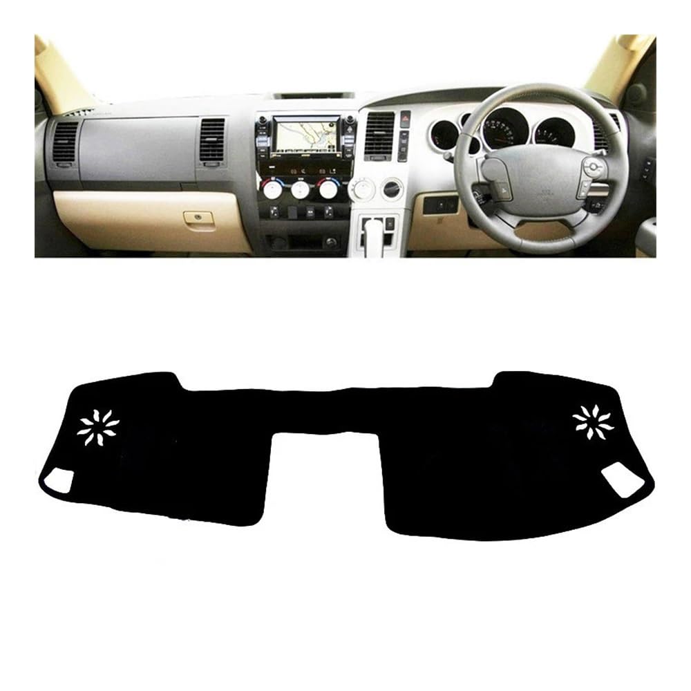 Armaturenbrett-Pad Auto Dashboard Abdeckung Matte Pad Sonnenschutz Instrument Teppich Für Toy&ota Für Tundra Sequoia 2007 2008 2009 2010 2011 2012 2013(Right Hand Drive,Black Edge) von QGBUSQ