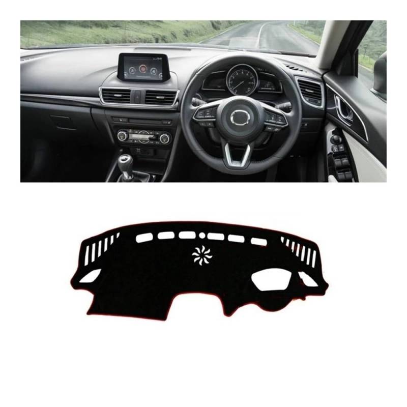 Armaturenbrett-Pad Auto Dashboard Abdeckung Sonnenschutz Matte Vermeiden Licht Pad Fall Nicht-Slip Teppich Für Maz&da 3 BM BN Axela 2014 2015 2016 2017 2018(RHD with HUD Red) von QGBUSQ