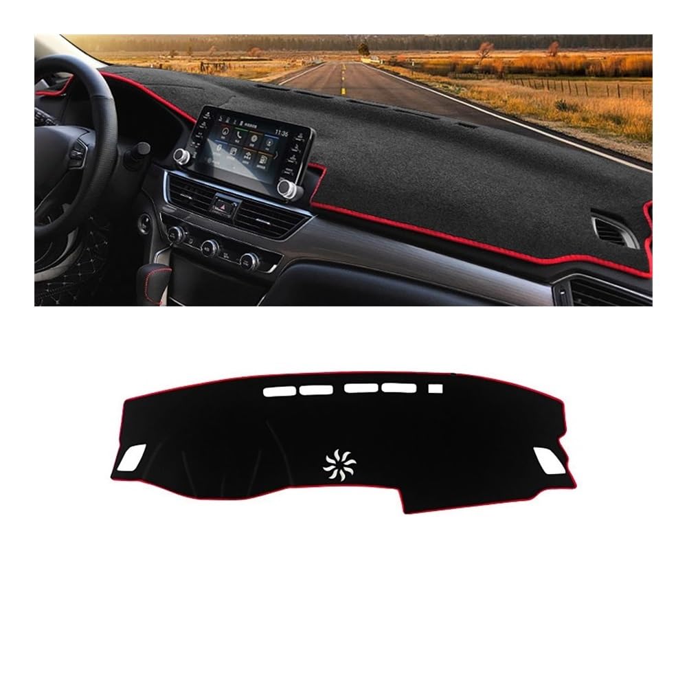 Armaturenbrett-Pad Auto Dashboard Abdeckung Sonnenschutz Matte Vermeiden Licht Pads Non-Slip Fall Teppiche Für Hon┐da Für Accord 10th 2018 2019 2020 2021 2022(A LHD Red Side) von QGBUSQ