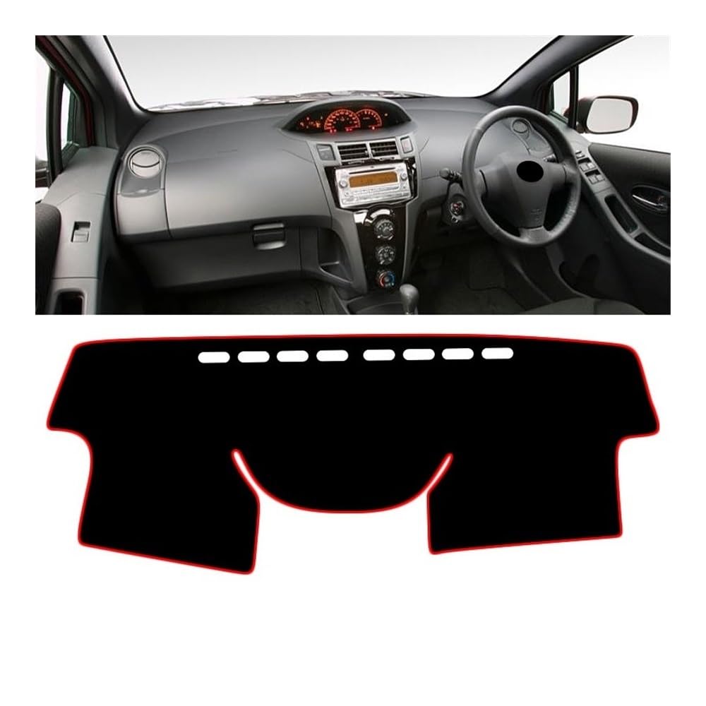 Armaturenbrett-Pad Auto Dashboard Abdeckung Sonnenschutz Matten Anti-Slip Fall Instrument Panel Teppiche Für Toy&ota Für Yaris Vitz 2006 2007 2008 2009 2010 2011(A RHD Red side) von QGBUSQ