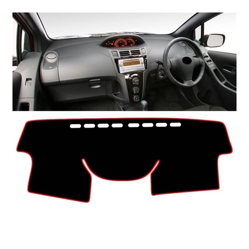 Armaturenbrett-Pad Auto Dashboard Abdeckung Sonnenschutz Matten Anti-Slip Fall Instrument Panel Teppiche Für Toy&ota Für Yaris Vitz 2006 2007 2008 2009 2010 2011(A RHD Red side) von QGBUSQ