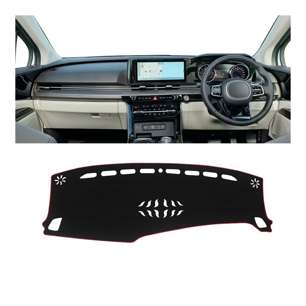 Armaturenbrett-Pad Auto Dashboard Abdeckung Sonnenschutz Matten Vermeiden Licht Pads Teppiche Für Kia Für Karneval KA4 2020 2021 2022 2023 2024(A RHD Red side) von QGBUSQ