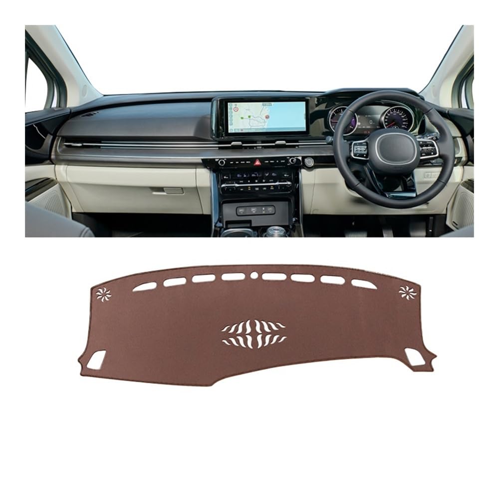 Armaturenbrett-Pad Auto Dashboard Abdeckung Sonnenschutz Matten Vermeiden Licht Pads Teppiche Für Kia Für Karneval KA4 2020 2021 2022 2023 2024(B RHD Brown) von QGBUSQ
