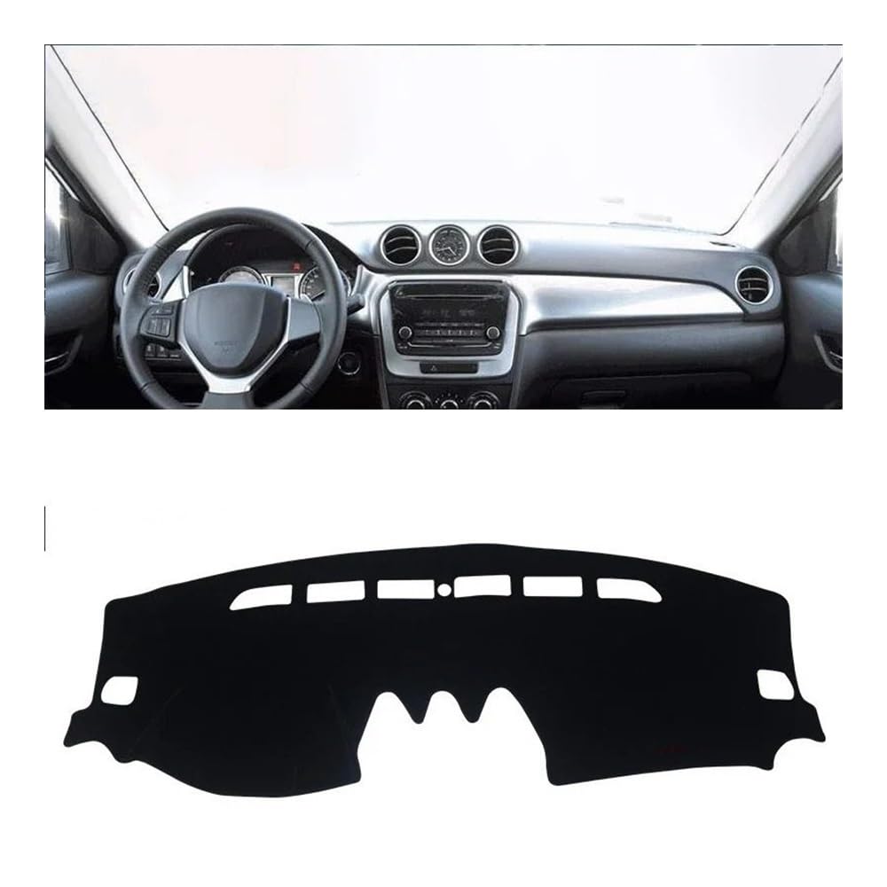 Armaturenbrett-Pad Auto Dashboard Abdeckung Sonnenschutz Nicht-slip Pad Für Suzu&ki Für Vitara LY 2015 2016 2017 2018 2019 2020 2021 2022 2023 2024(A Black Side LHD) von QGBUSQ