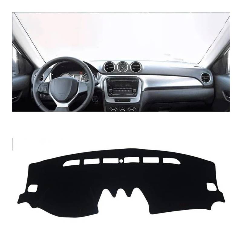 Armaturenbrett-Pad Auto Dashboard Abdeckung Sonnenschutz Nicht-slip Pad Für Suzu&ki Für Vitara LY 2015 2016 2017 2018 2019 2020 2021 2022 2023 2024(A Black Side LHD) von QGBUSQ