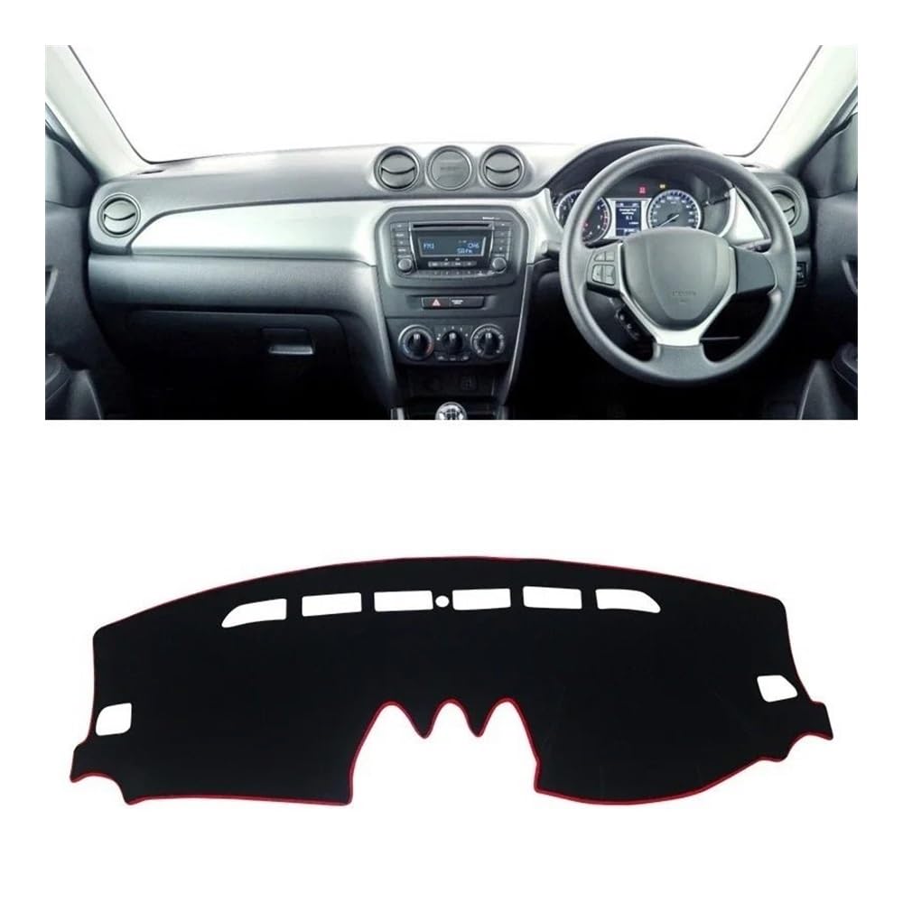 Armaturenbrett-Pad Auto Dashboard Abdeckung Sonnenschutz Nicht-slip Pad Für Suzu&ki Für Vitara LY 2015 2016 2017 2018 2019 2020 2021 2022 2023 2024(A Red Side RHD) von QGBUSQ
