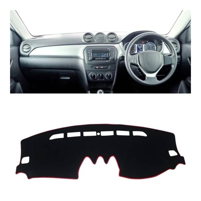 Armaturenbrett-Pad Auto Dashboard Abdeckung Sonnenschutz Nicht-slip Pad Für Suzu&ki Für Vitara LY 2015 2016 2017 2018 2019 2020 2021 2022 2023 2024(A Red Side RHD) von QGBUSQ