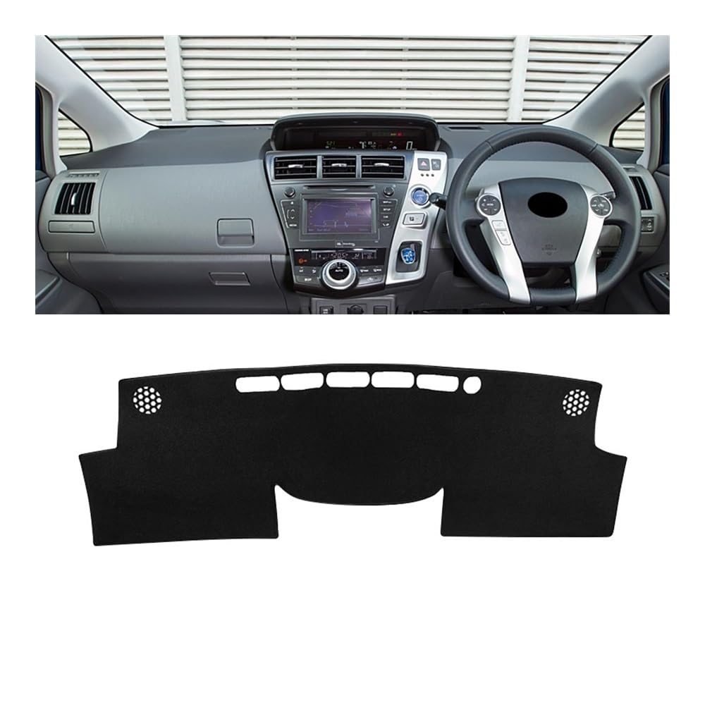 Armaturenbrett-Pad Auto Dashboard Abdeckung Sonnenschutz Pad Für Toy&ota Für Prius V Daihatsu Mebius Für ZVW40 2012 2013 2014 2015 2016 2017 2018 2019(A Black Side RHD) von QGBUSQ