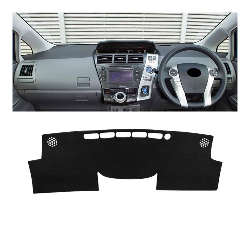 Armaturenbrett-Pad Auto Dashboard Abdeckung Sonnenschutz Pad Für Toy&ota Für Prius V Daihatsu Mebius Für ZVW40 2012 2013 2014 2015 2016 2017 2018 2019(A Black Side RHD) von QGBUSQ