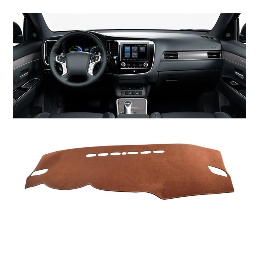 Armaturenbrett-Pad Auto Dashboard Abdeckung Sonnenschutz Pads Instrument Panel Teppiche Für Mitsub&ishi Für Outlander 3 2013 2014 2015 2016 2017 2018 2019 2020(B LHD Brown) von QGBUSQ