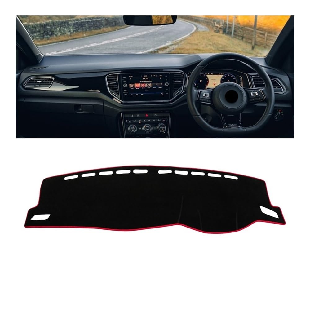 Armaturenbrett-Pad Auto Dashboard Abdeckung Sonnenschutz Vermeiden Licht Mat DashMat Für V&W Für T-ROC Für TROC 2018 2019 2020 2021 2022 2023(A Red Side RHD) von QGBUSQ