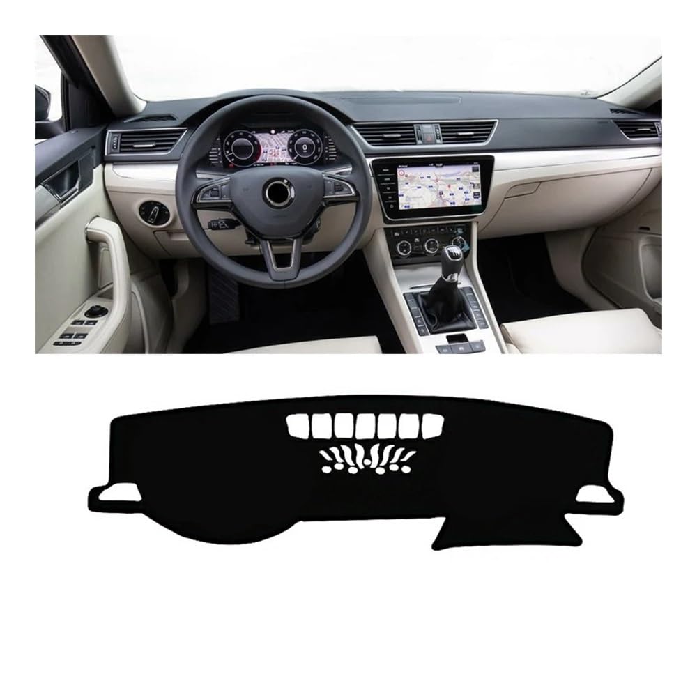 Armaturenbrett-Pad Auto Dashboard Abdeckung Sonnenschutz Vermeiden Licht Matte Für Sko&da Für Superb 3 B8 2016 2017 2018 2019 2020 2021 2022 2023(A LHD Black Side) von QGBUSQ