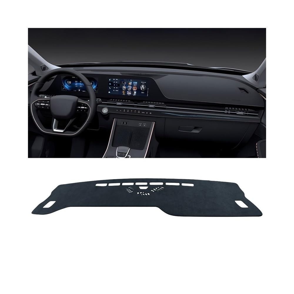 Armaturenbrett-Pad Auto Dashboard Abdeckung Sonnenschutz Vermeiden Licht Matte Instrument Panel Pad Teppiche Für Chery Für Omoda 5 C5 FX 2022 2023 2024(Black LHD) von QGBUSQ