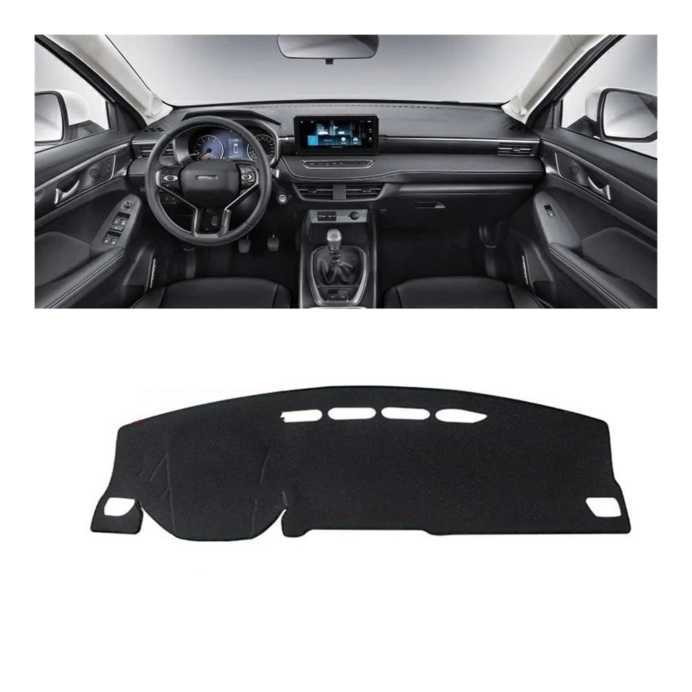Armaturenbrett-Pad Auto Dashboard Abdeckung Sonnenschutz Vermeiden Licht Matte Instrument Panel Teppich Teppich Für Haval Für Jolion 2021 2022 2023(A LHD Black Side) von QGBUSQ