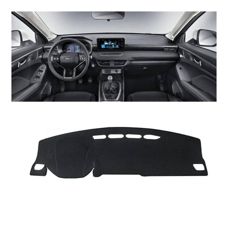 Armaturenbrett-Pad Auto Dashboard Abdeckung Sonnenschutz Vermeiden Licht Matte Instrument Panel Teppich Teppich Für Haval Für Jolion 2021 2022 2023(A LHD Black Side) von QGBUSQ