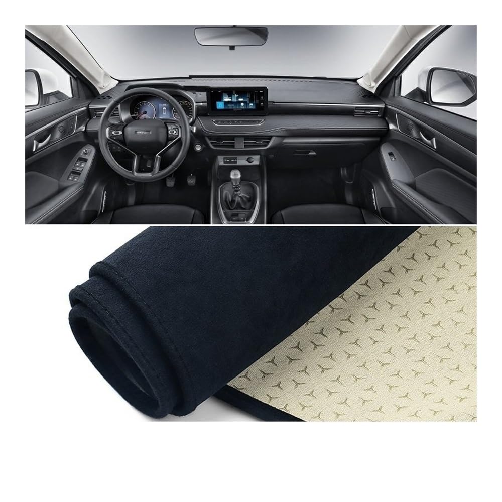 Armaturenbrett-Pad Auto Dashboard Abdeckung Sonnenschutz Vermeiden Licht Matte Instrument Panel Teppich Teppich Für Haval Für Jolion 2021 2022 2023(B LHD Black) von QGBUSQ
