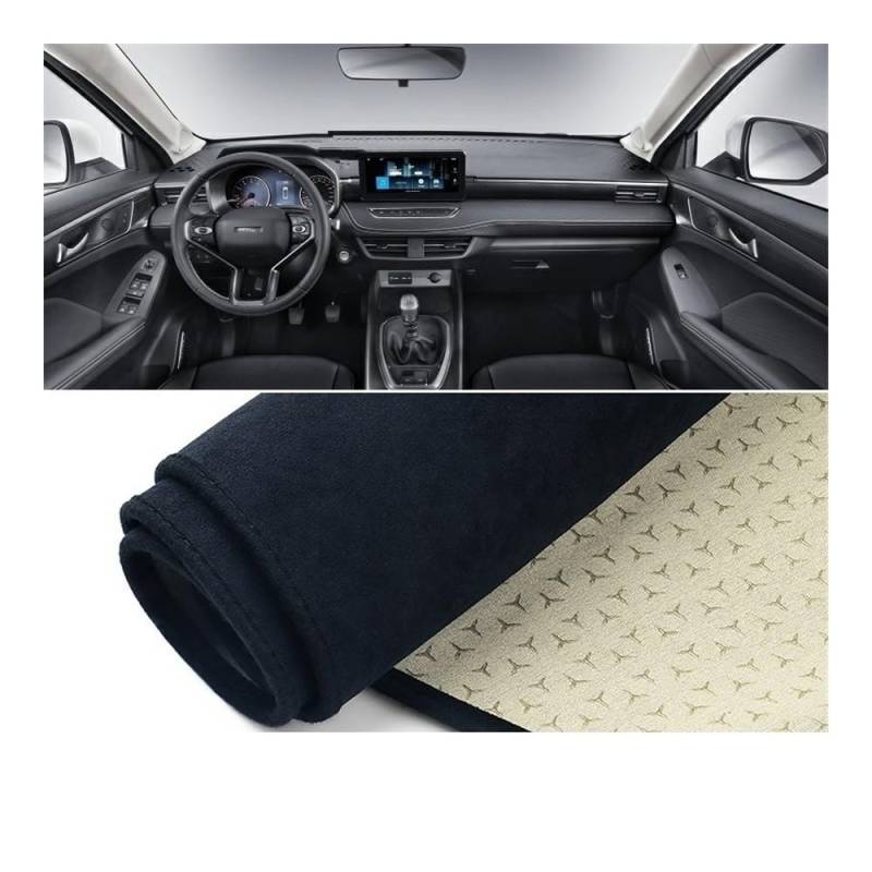 Armaturenbrett-Pad Auto Dashboard Abdeckung Sonnenschutz Vermeiden Licht Matte Instrument Panel Teppich Teppich Für Haval Für Jolion 2021 2022 2023(B LHD Black) von QGBUSQ
