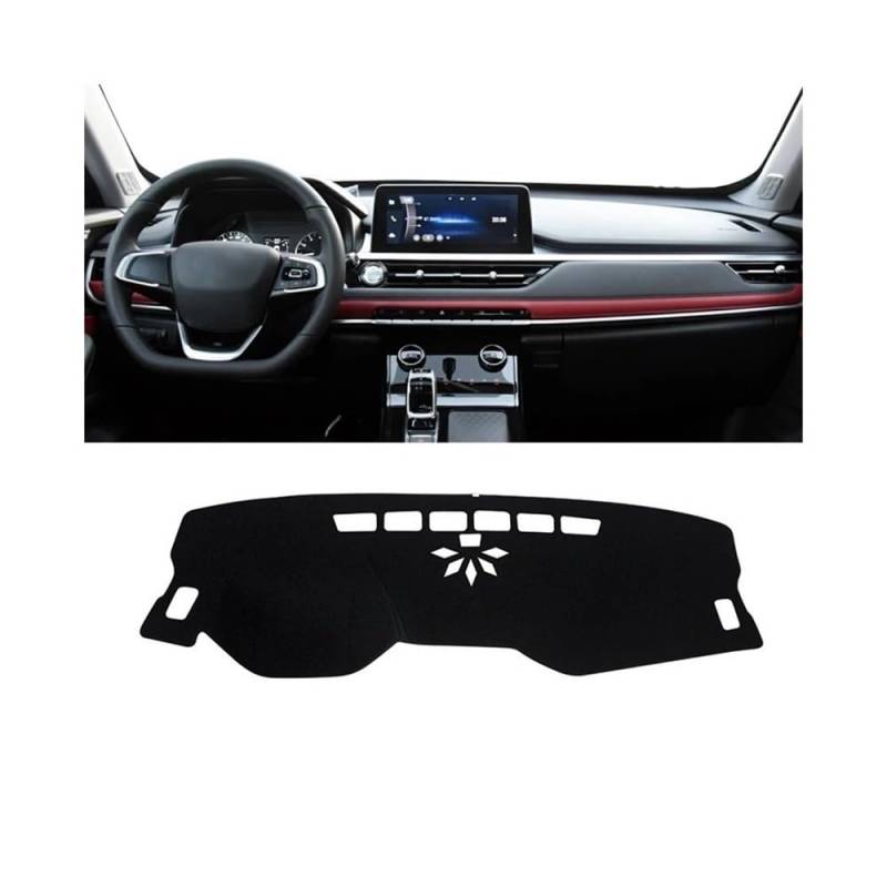 Armaturenbrett-Pad Auto Dashboard Abdeckung Sonnenschutz Vermeiden Licht Matte Instrument Panel Teppiche Für Chery Für Tiggo 7 Pro 2020 2021 2022 2023(A Black Side) von QGBUSQ
