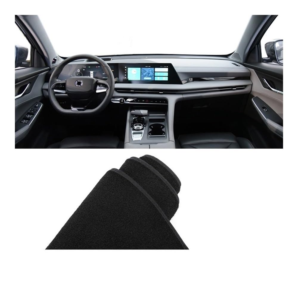 Armaturenbrett-Pad Auto Dashboard Abdeckung Sonnenschutz Vermeiden Licht Matte Instrument Panel Teppiche Non-Slip Pad Für Changan Für CS75 Plus 2022 2023(A With HUD Black) von QGBUSQ