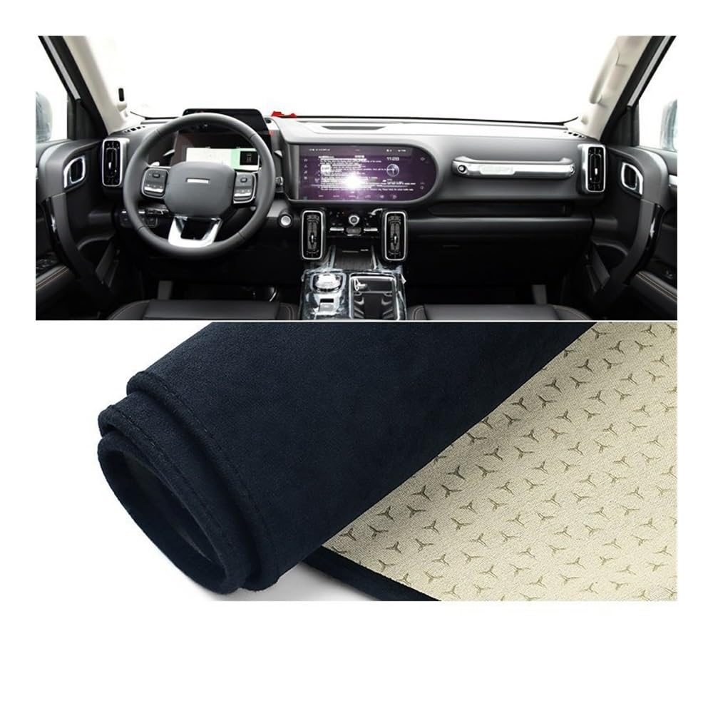 Armaturenbrett-Pad Auto Dashboard Abdeckung Sonnenschutz Vermeiden Licht Matte Nicht-Slip Instrument Panel Teppiche Für Haval Für Dargo 2021 2022 2023 2024(B With HUD Black) von QGBUSQ