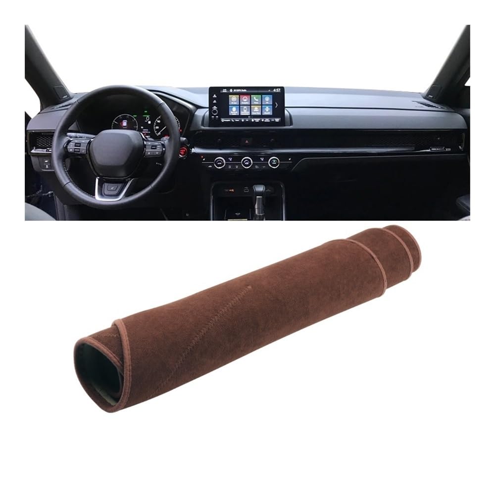 Armaturenbrett-Pad Auto Dashboard Abdeckung Sonnenschutz Vermeiden Licht Matte Non-Slip Pad Instrument Teppiche Für Hon┐da Für CR-V Für CRV 2023 2024(B NO HUD Brown) von QGBUSQ