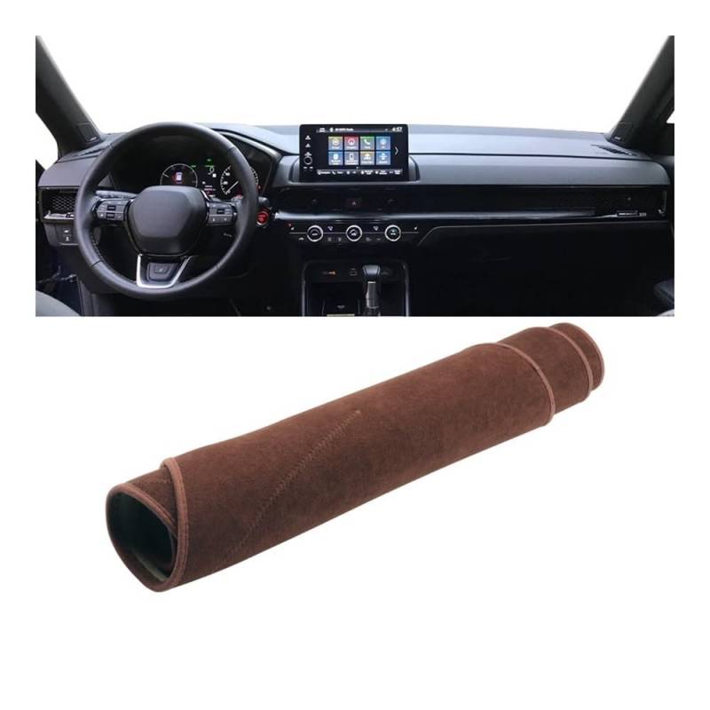 Armaturenbrett-Pad Auto Dashboard Abdeckung Sonnenschutz Vermeiden Licht Matte Non-Slip Pad Instrument Teppiche Für Hon┐da Für CR-V Für CRV 2023 2024(B NO HUD Brown) von QGBUSQ