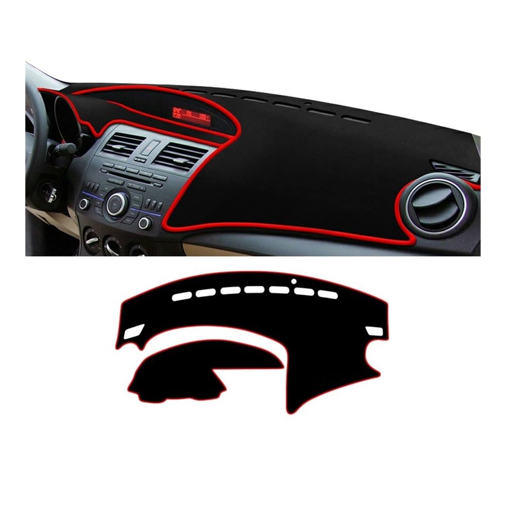 Armaturenbrett-Pad Auto Dashboard Abdeckung Sonnenschutz Vermeiden Licht Matte Non-Slip Pad Instrument Teppiche Für Maz&da 3 M3 BL 2010 2011 2012 2013(A Red Side) von QGBUSQ