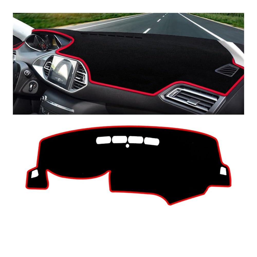 Armaturenbrett-Pad Auto Dashboard Abdeckung Sonnenschutz Vermeiden Licht Matte Pad Teppiche Für Peuge&ot 308 T9 308SW II MK2 GT GTi 2014 2015 2016 2017 2018 2019 2020(A LHD Red Side) von QGBUSQ